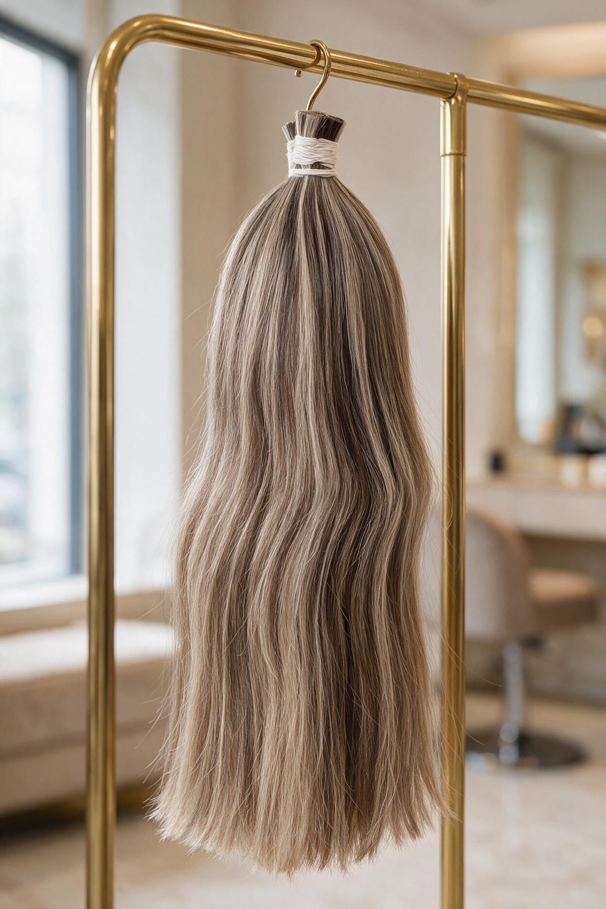 České panenské vlasy [ rovné ]  odstín světle hnědý melír s blond