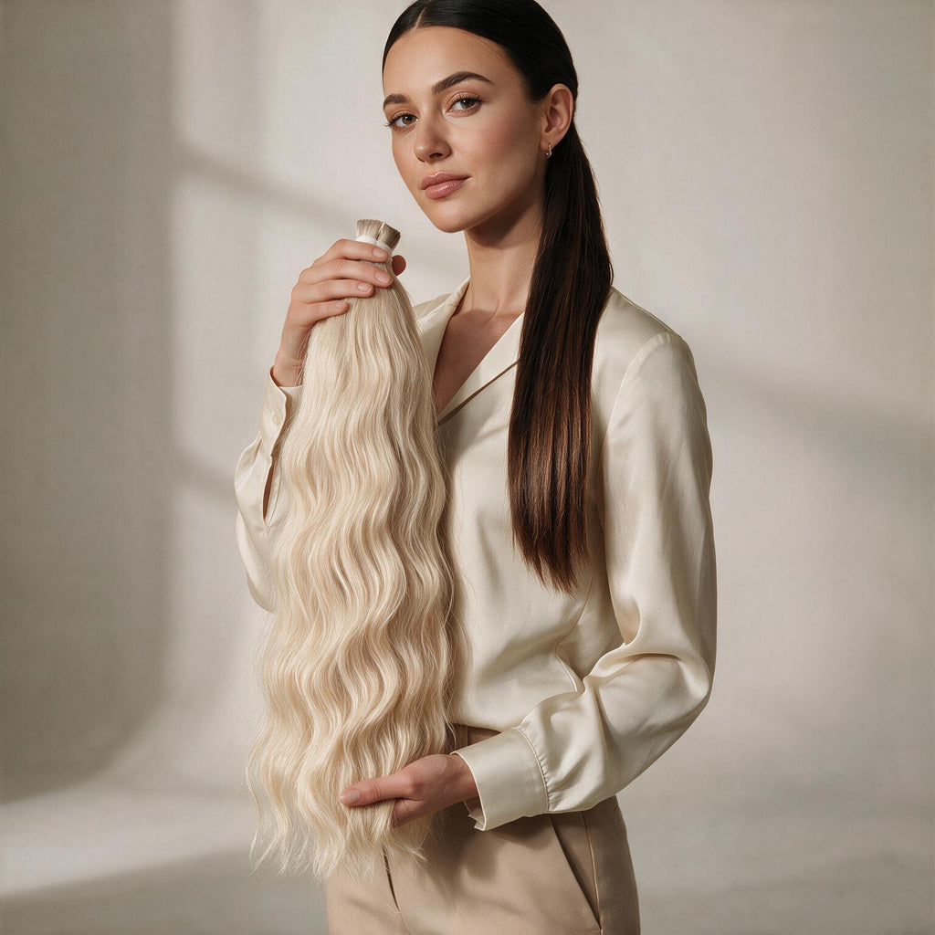České panenské vlasy [ mírná vlna ]  odstín #10.23 blond