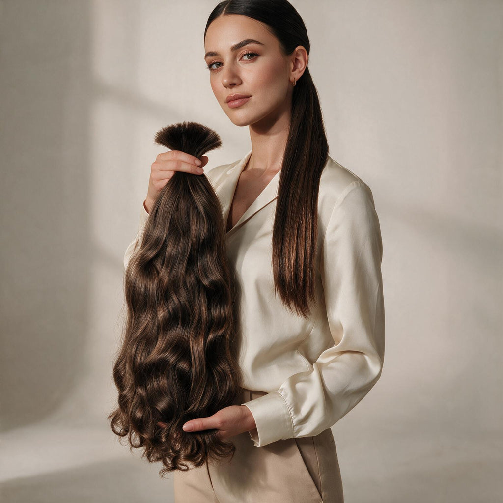 České panenské vlnité vlasy k prodloužení – odstín #2